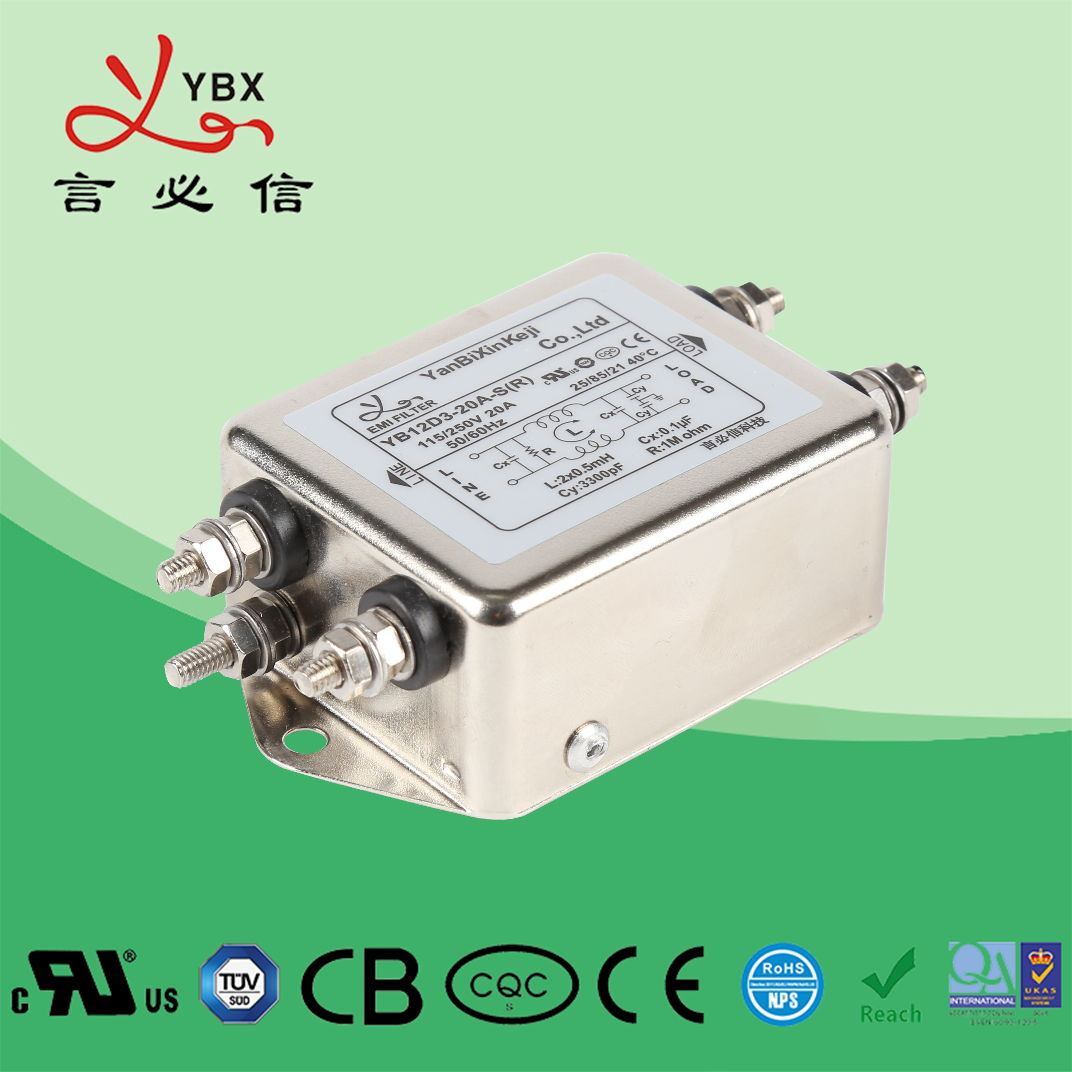 Wholesale 10A,120V 250V single-phase two-stage enhanced Electrical Noise Filter , Medical AC Power Line Noise Filter from china suppliers