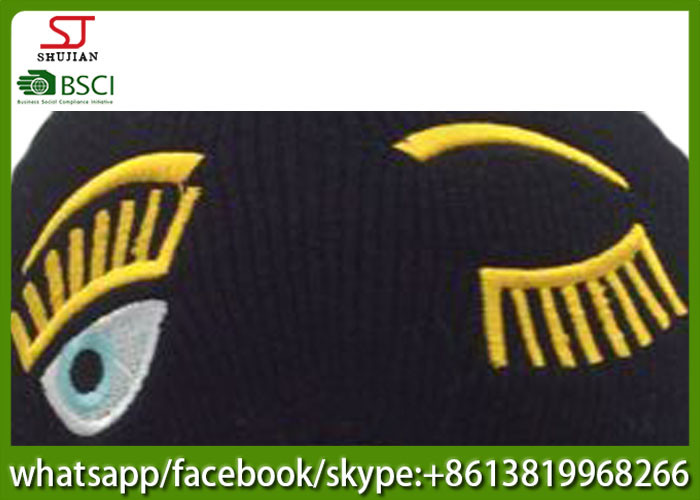 Wholesale Chinese manufactuer embroider knitting stripe hat 53g 20*22cm 100%Acrylic keep warm from china suppliers