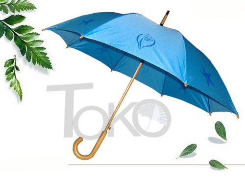 Wholesale Blue Mens Umbrella Wooden Handle 8 Ribs Wooden Straight Shaft Water Repellent from china suppliers