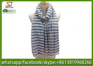 Wholesale China factory supply stripe lightweight yarn dyed fabric spring summer scarf 80*190cm100% Polyester keep fashion chiffon from china suppliers