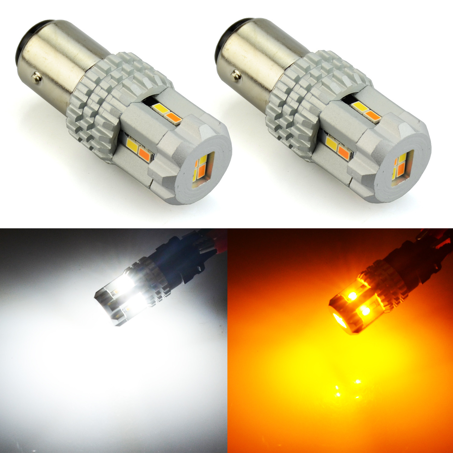 Wholesale Switchback brake light 1157 BAY15D3020 12SMD LED Bulb Dual Color White/Yellow switch back led from china suppliers