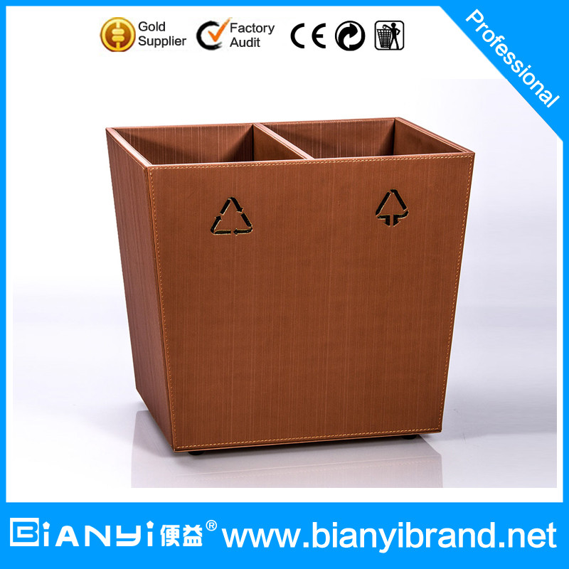 Wholesale Double Layer PU Leather Coated Hotel Room Dustbin/Bathroom Faux leather Waste Bin Ring/Tra from china suppliers