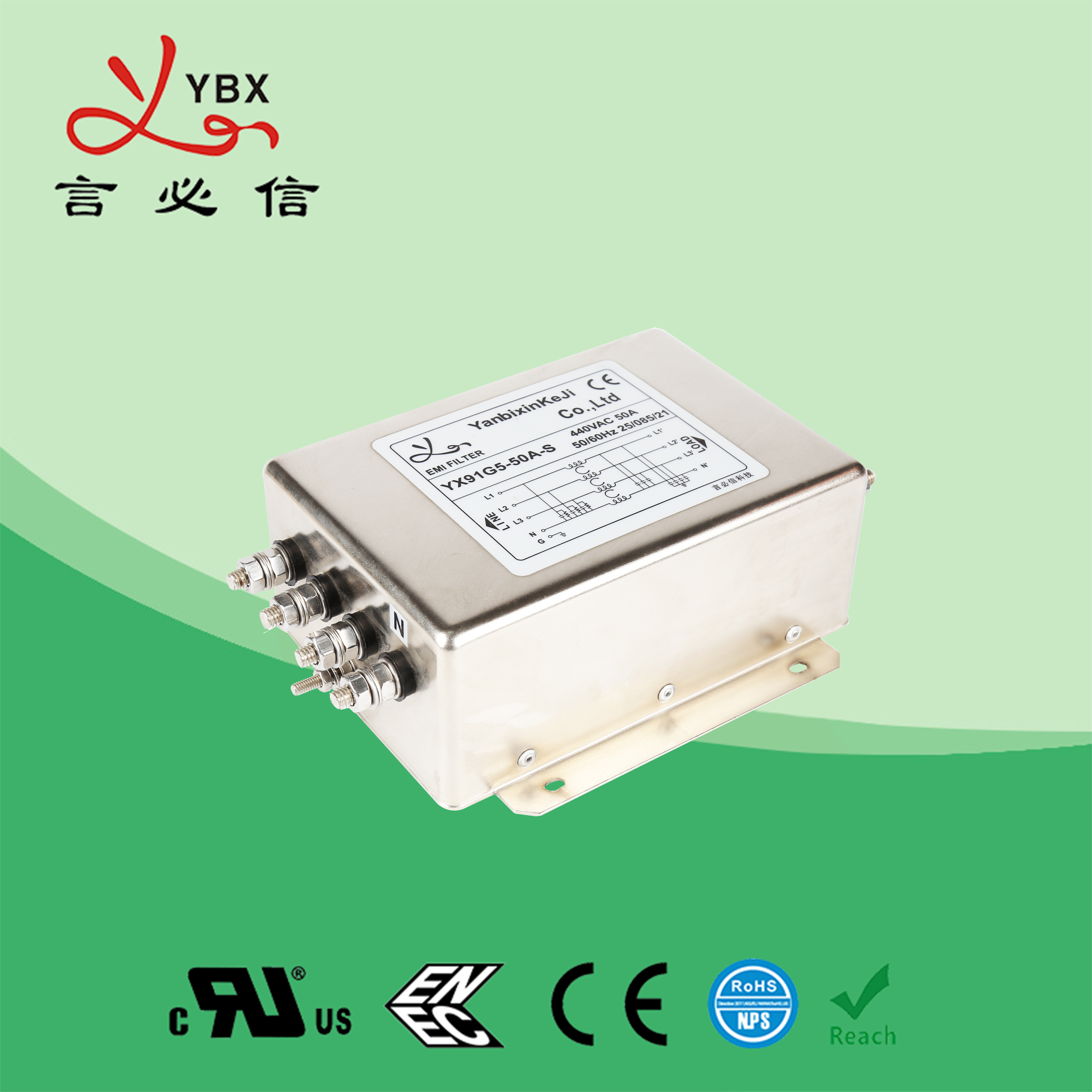 Wholesale Electric Passive 3 Phase Power Line Filter 440V 480V 50A Metal Case from china suppliers