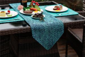 China 100% PP Raffia,microfiber,Navy blue,navy,gold,light blue,Modern Merry Christmas Tablecloth And Runners Sets on sale