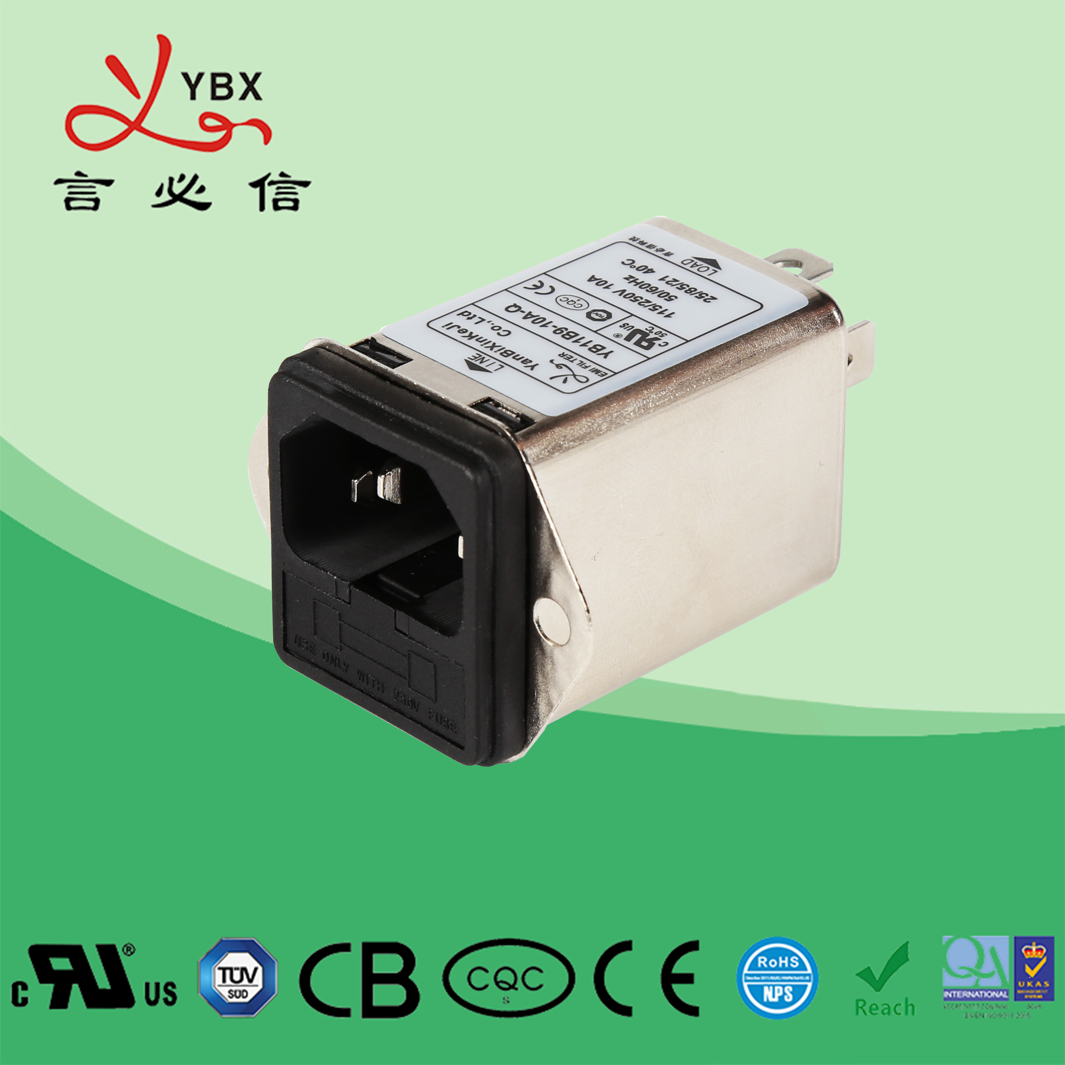 Wholesale Yanbixin 2A 50Hz 60Hz Inline EMI Filter , 120V 250VAC DC Power Line EMI Filter from china suppliers