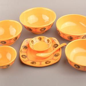 Wholesale Professional Melamine Serving Bowl Dish Spoon Set Dragon And Phoenix Yellow Style from china suppliers