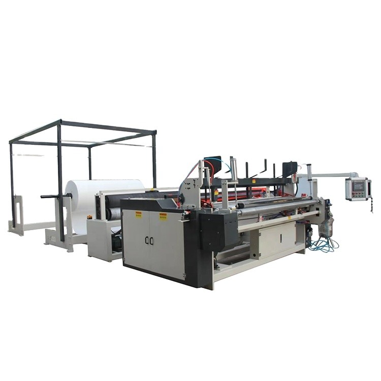 China Automatic embossing toilet paper glue lamination kitchen towel rewinding machine for sale