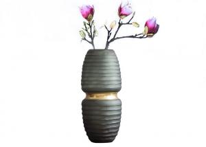 Wholesale Gradient Gray Decorative Glass Vases Polished Surface Handling from china suppliers
