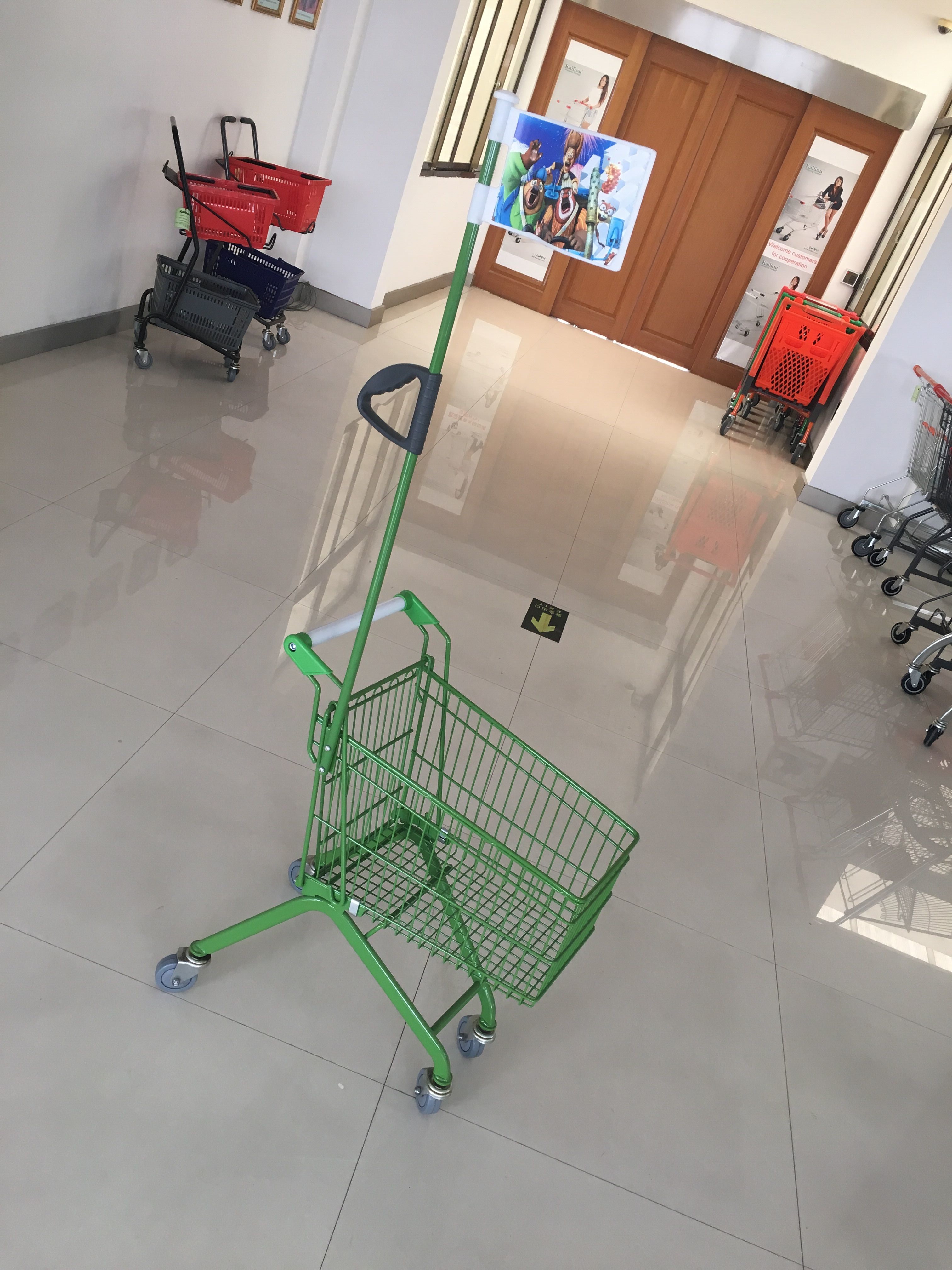 Wholesale Carbon Steel Play Kids Shopping Carts Flag Logo Pole 465 X 330 X 686mm For Children from china suppliers