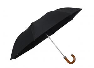 Wholesale Auto Open Close Wooden Handle Umbrella 3 Folding Black Color Strong Frame from china suppliers
