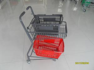 Wholesale Two Tier Flat Wheel Airport Shopping Basket Trolley 50L CE / GS / ROSH from china suppliers