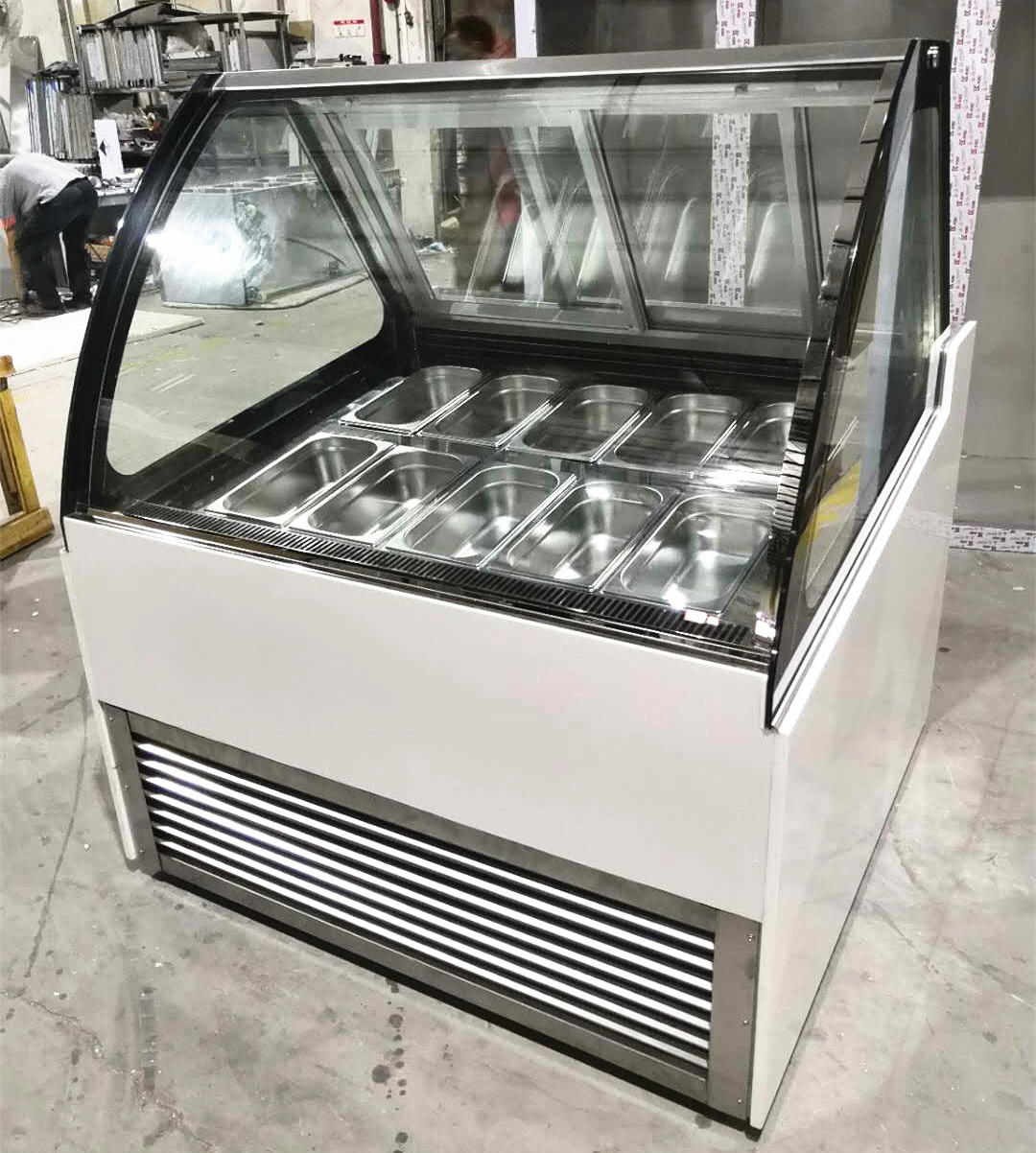 Wholesale Commercial 18 Trays Air Cooling Ice Cream Display Freezer Italian Gelato Glass Display Refrigerator from china suppliers