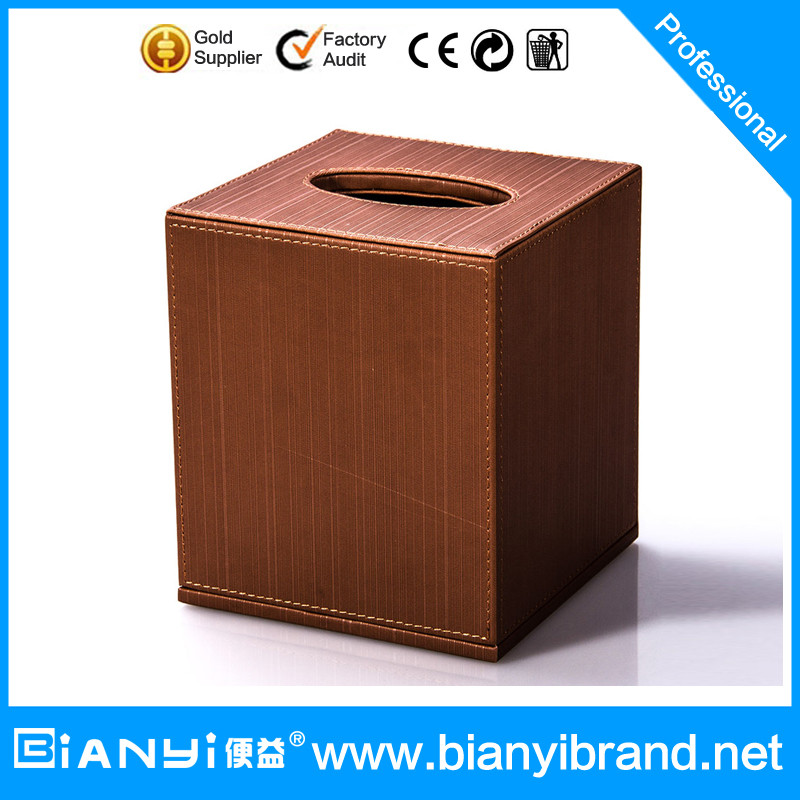 Wholesale Logo customized middle sized hotel leather products pu leather tissue box from china suppliers
