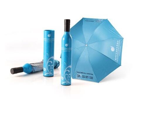 Wholesale Black Tips Bottle Shaped Umbrella , Sky Blue No Drip Rain Umbrella Customized Logo from china suppliers
