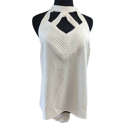 Wholesale Hollow Out White 100% Viscose Women'S Tank Tops With Round Collar from china suppliers