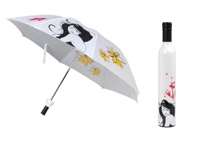 Wholesale 3 Folding Bottle Shaped Umbrella , White Compact Umbrella 190T Nylon Fabric from china suppliers