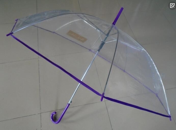 Wholesale Womens Collapsible Dome Umbrella Clear POE Canopy Water Repellent Purple Edge from china suppliers