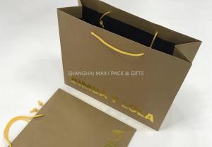 Wholesale Company Logo Personalized Brown Gift Bags For Business Gold Hot-Stap Foil Logo Included from china suppliers