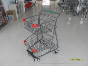 Wholesale Two Layer Basket Wire 4 Wheel Shopping Trolley / Cart With Color Poweder Coating from china suppliers