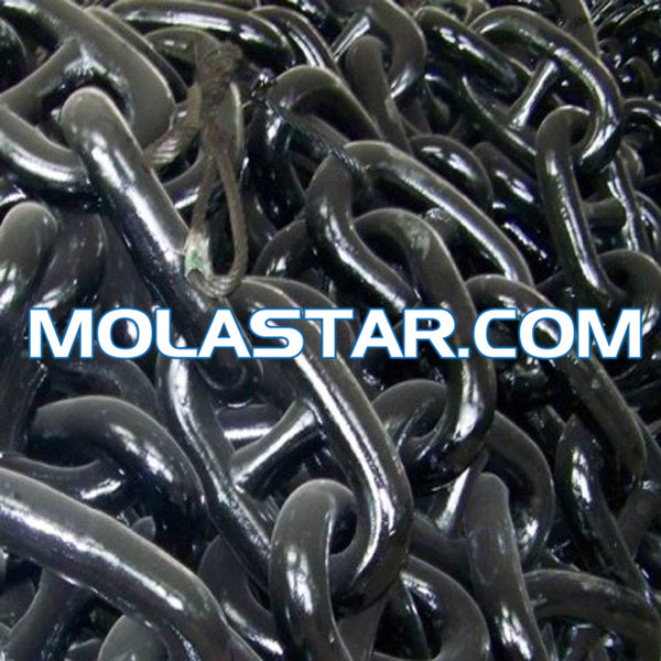 China Molastar Sea Boat Black Painted Marine Stud Link Anchor Chain For Ship  And Boat Marine on sale