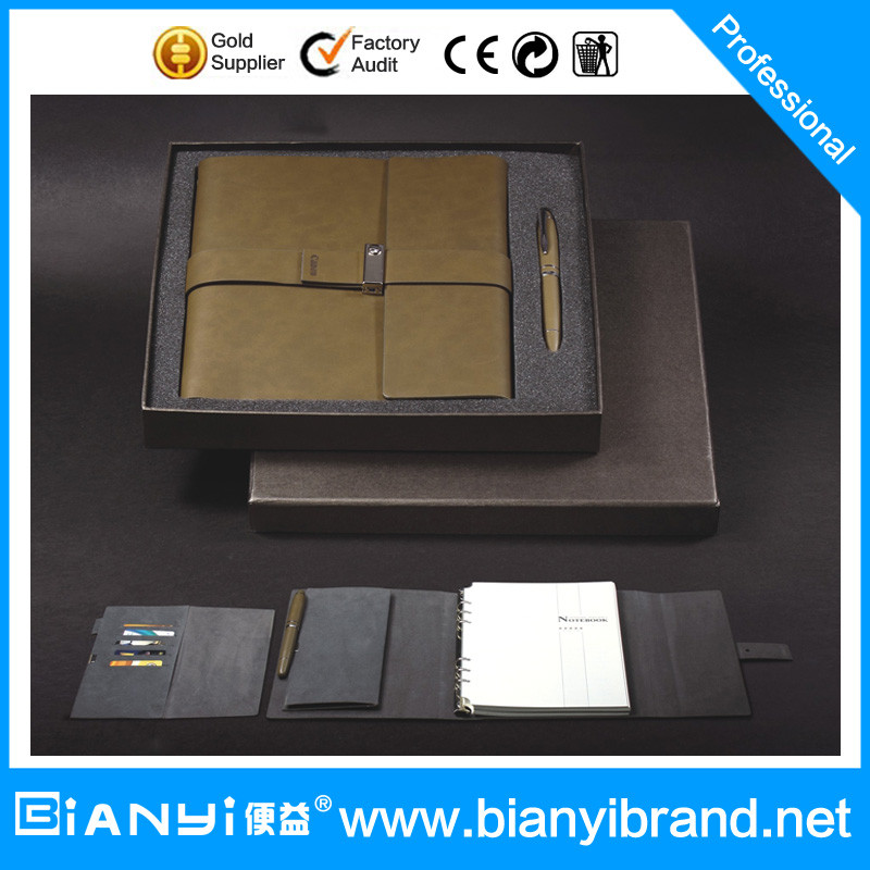 Wholesale 3 Folders Notebook with paper filler with closure and pen gift from china suppliers