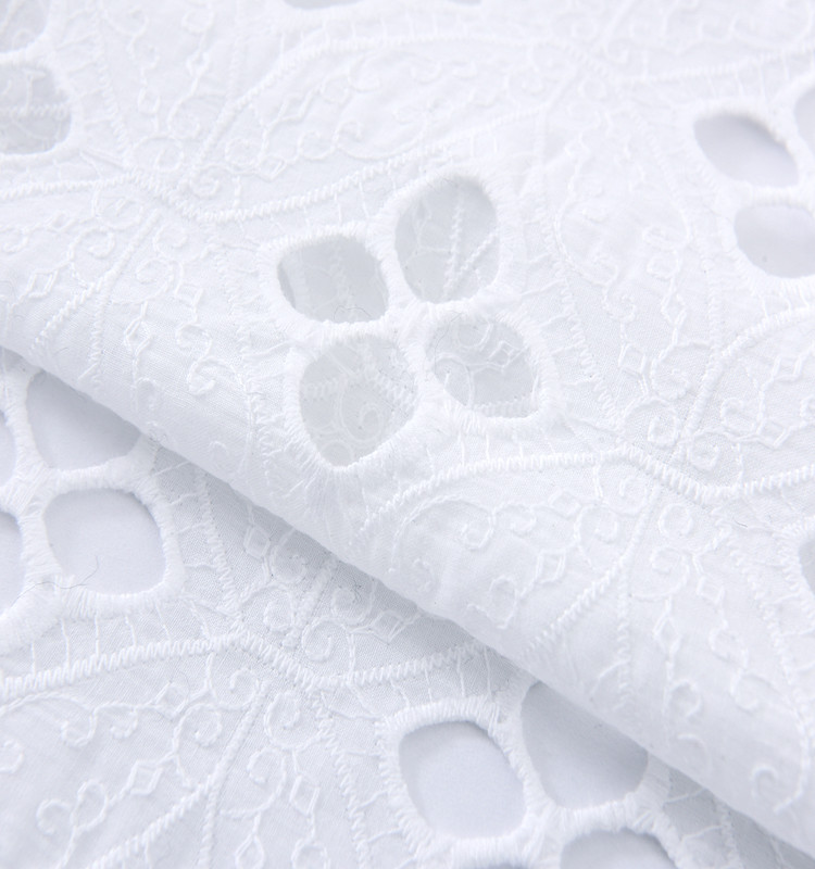 China white lace embroidery organic cotton embroidered fabric on sale