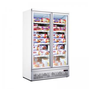 Wholesale Double Glass Door Freezer Commercial Stand Up Freezer Built - In Secop Compressor from china suppliers