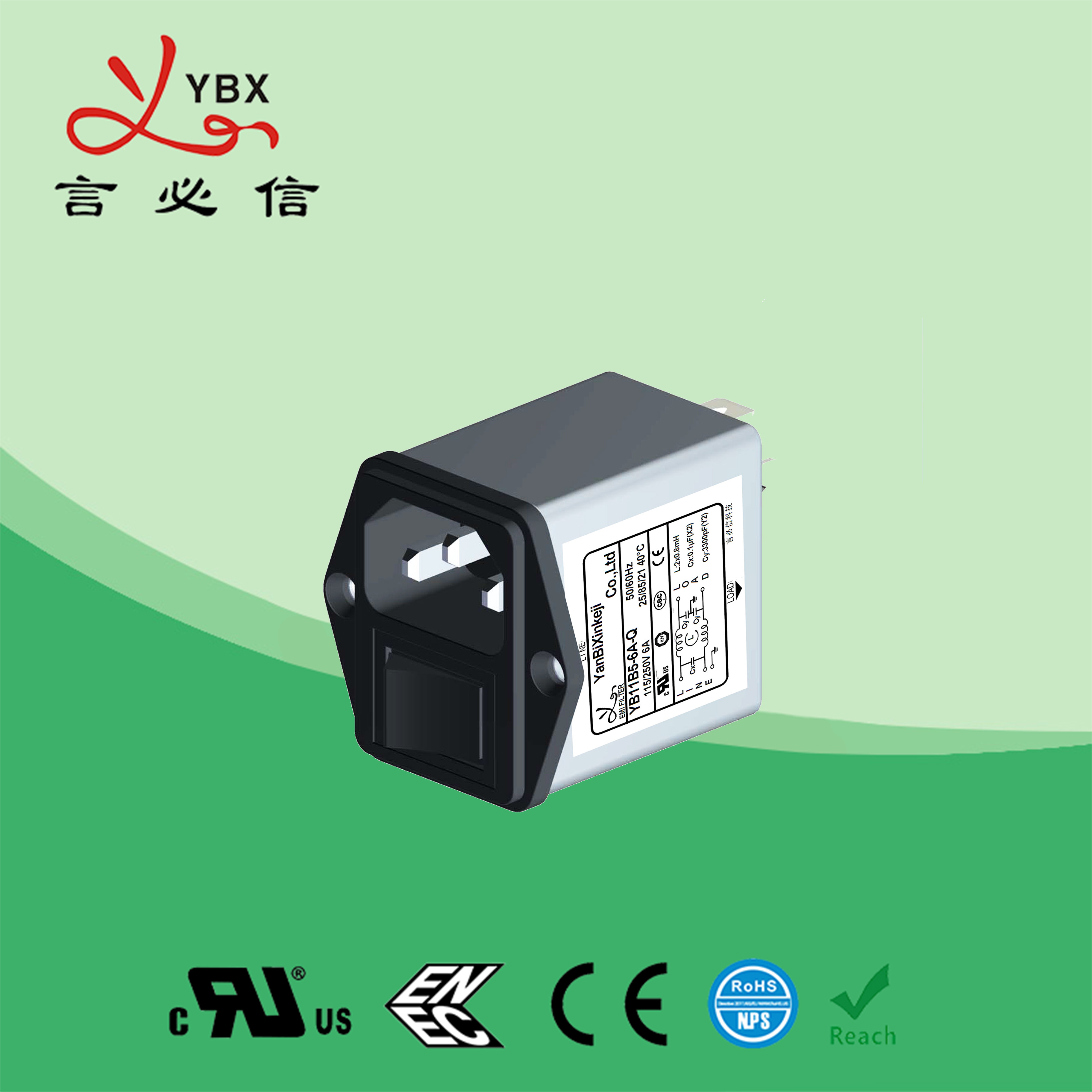 Wholesale Yanbixin AC Socket IEC Inline EMI Filter With Switch Holder 10A 120V 250VAC from china suppliers