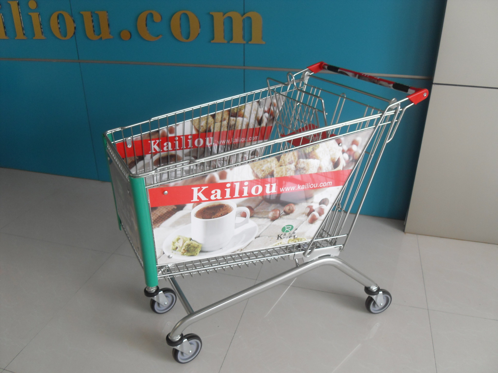 Wholesale 180L Acrylic Advertisement Supermarket Shopping Trolley 4 Wheels ISO9001 - 2008 from china suppliers