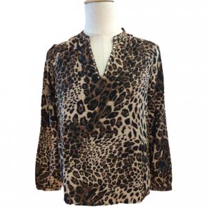 Wholesale V Neck Leopard Print Long Sleeve Women Casual Blouses from china suppliers