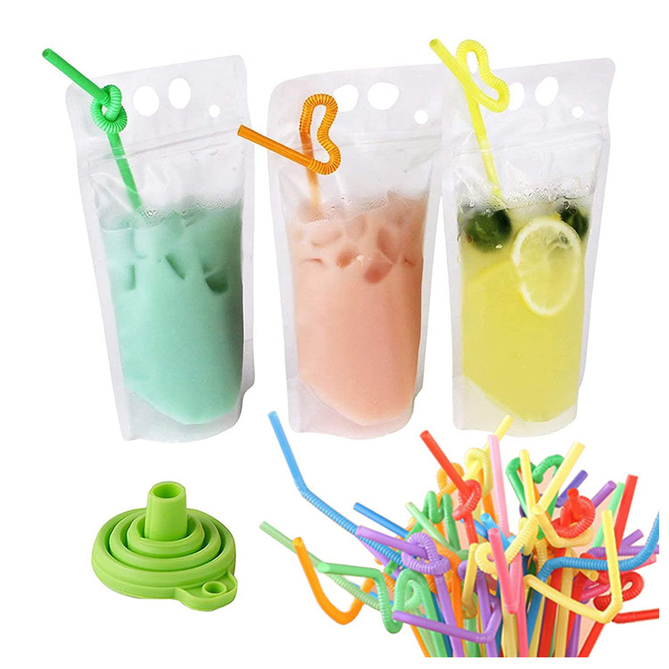 Wholesale Custom Printed Empty 16oz Fruit Juice Packing Pouch With Straw Reusable from china suppliers