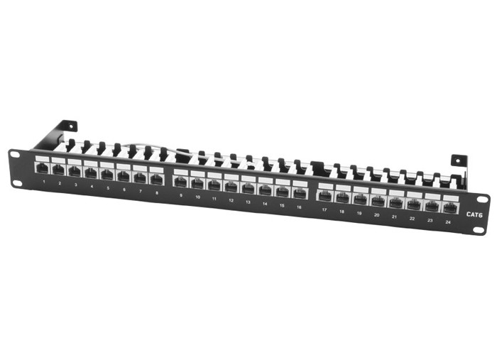 Wholesale Cold Rolled Steel Cat6 Shielded Patch Panel , Screened 568A B 24 Way Patch Panel from china suppliers