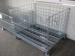Wholesale 4 Sided Grocery Store Wire Mesh storage warehouse Container with four casters from china suppliers