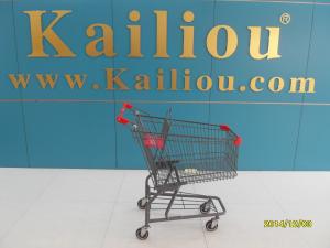 Wholesale American Style Metal Supermarket 4 wheel shopping trolley with grey powder coating from china suppliers