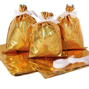 Wholesale Christmas Holiday Party Favor Plastic Foil Drawstring Gift Treat Bags Candy Goodies from china suppliers