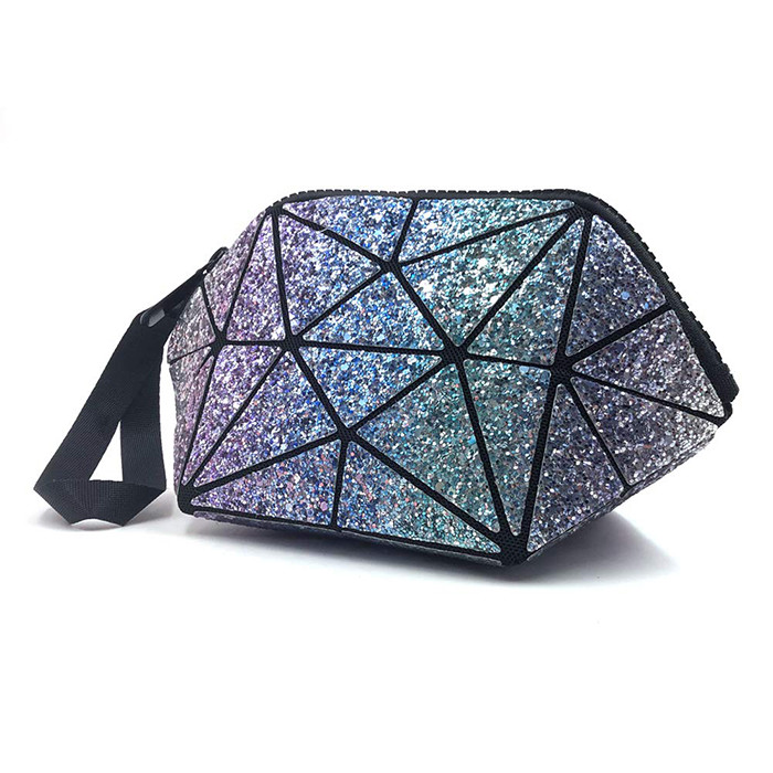 Geometric Foldable Cosmetic Pouch Cute Small Travel Makeup Bag With Zipper