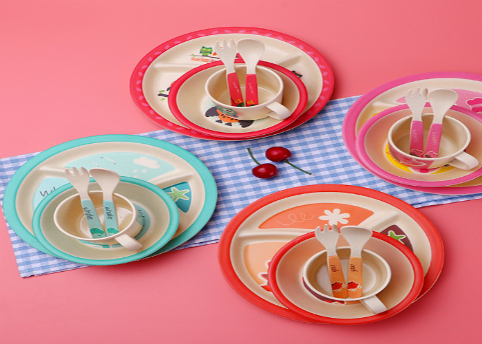 Wholesale Biodegradable Decal Melamine Bamboo Fiber Baby Tableware Set from china suppliers