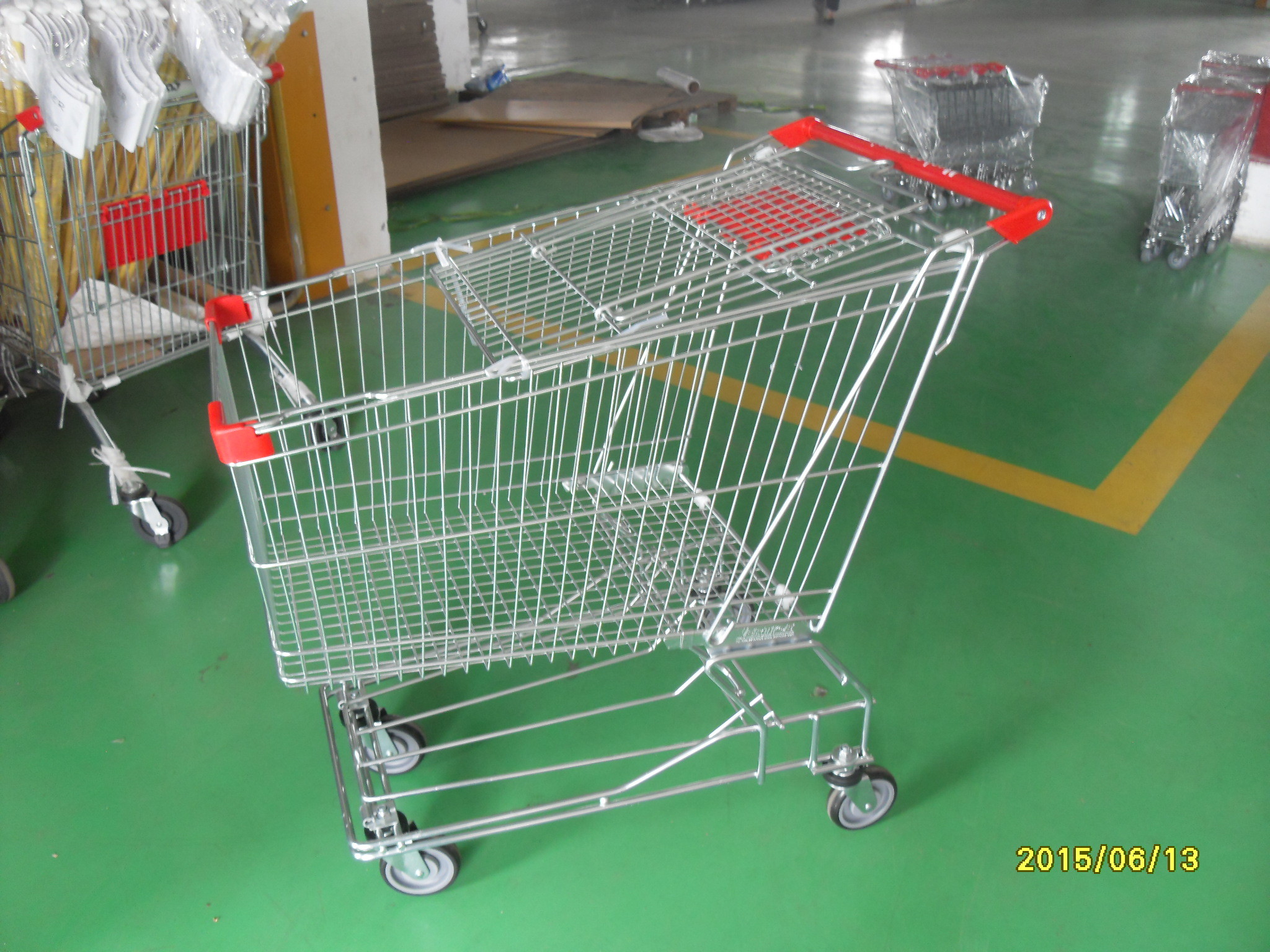Wholesale 180L Anti Theft Supermarket Push Cart Zinc Plating With Bottom Carrier from china suppliers