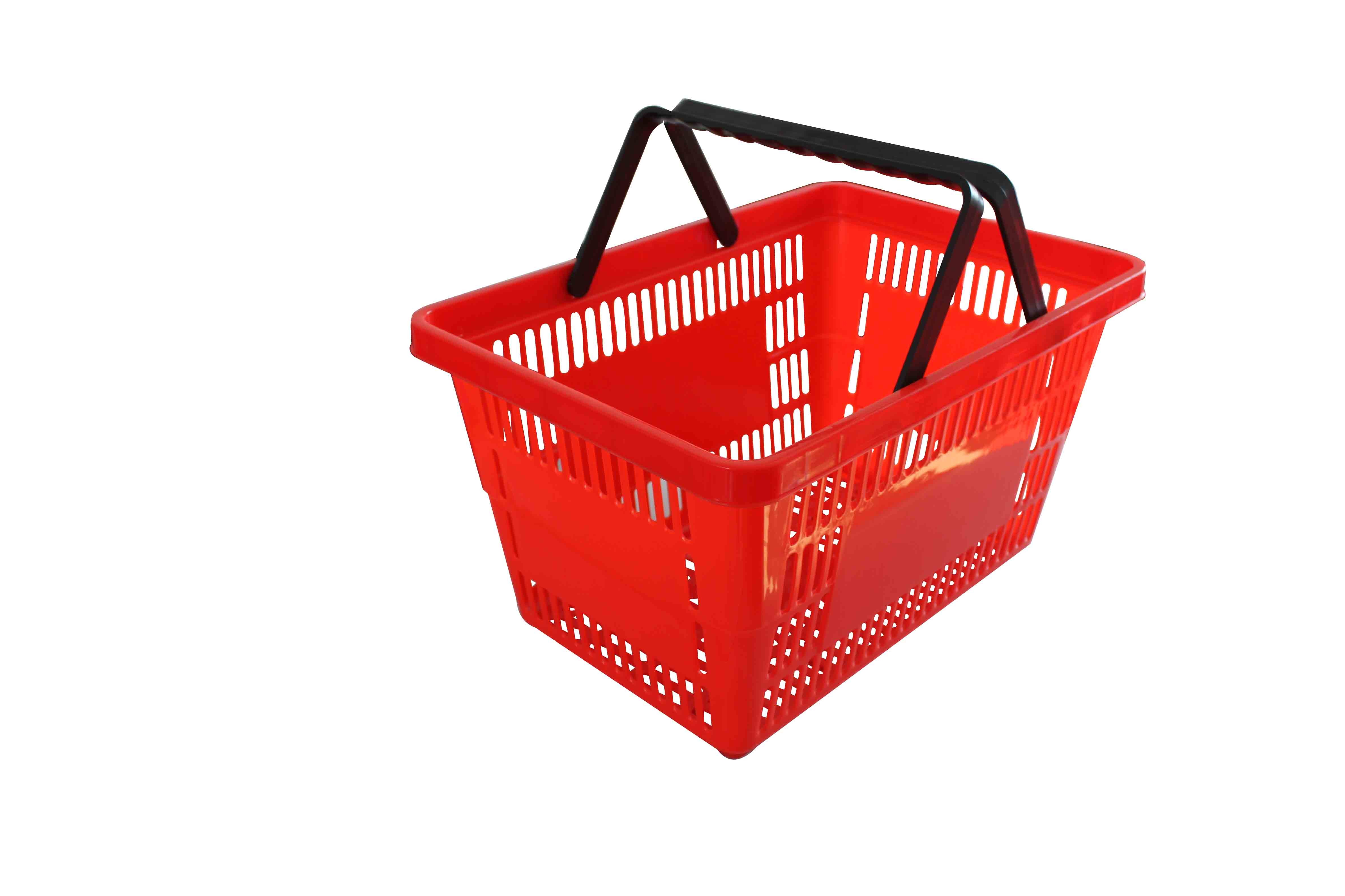 Wholesale Supermarket Retail Plastic Shopping Basket Red / Hand Held Shopping Baskets from china suppliers