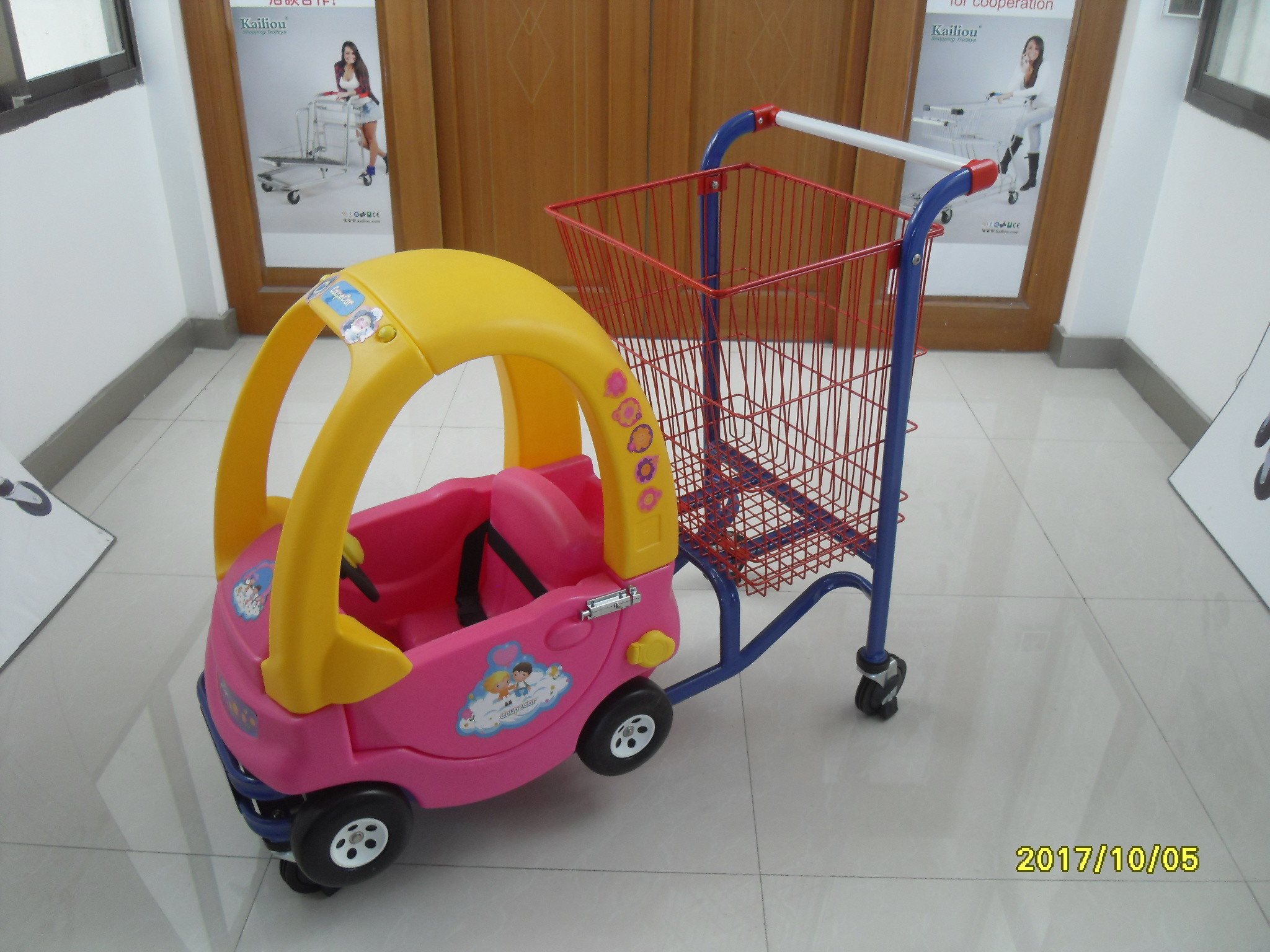 Wholesale 95L Low Carbon Steel / Plastic Children Shopping Cart With Red Powder Coating from china suppliers