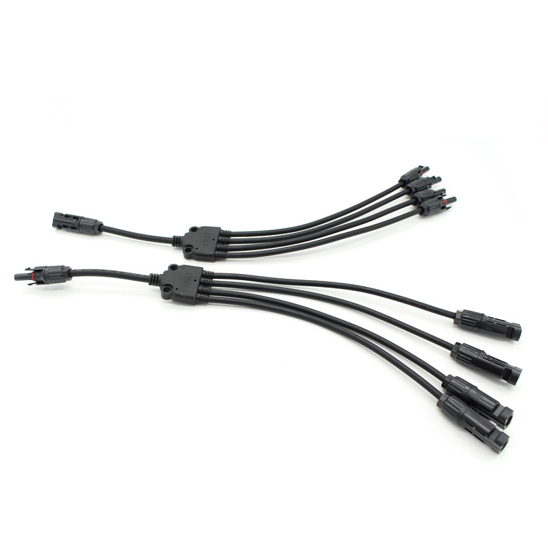 MC4 6mm Black Solar Panel PV Cable 20A Branch Connector Photovoltaic