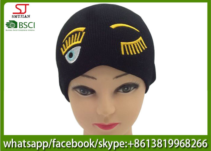 Wholesale Chinese manufactuer  embroider knitting stripe hat 53g 20*22cm 100%Acrylic keep warm from china suppliers