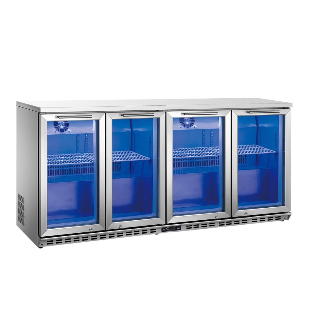 Wholesale Stainless Steel Swing 4 Doors Cold Drink Cooler/ Under Counter Bar Refrigerator, Built-in Glass Door Back bar Cooler from china suppliers
