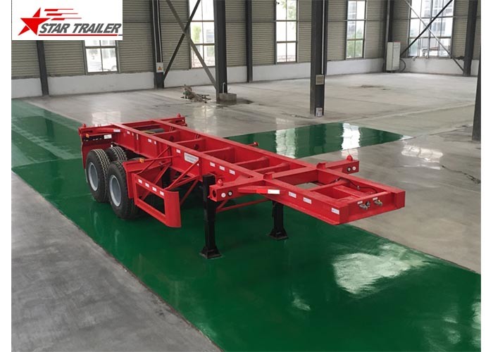 Leaf Spring Type 40 Ft Low Bed Trailer , 40 Foot Triple Axle Trailer For Truck
