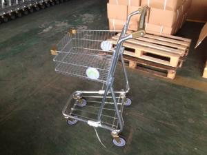 Wholesale 40L Steel single basket Shopping cart with two sides round steel plate logo from china suppliers
