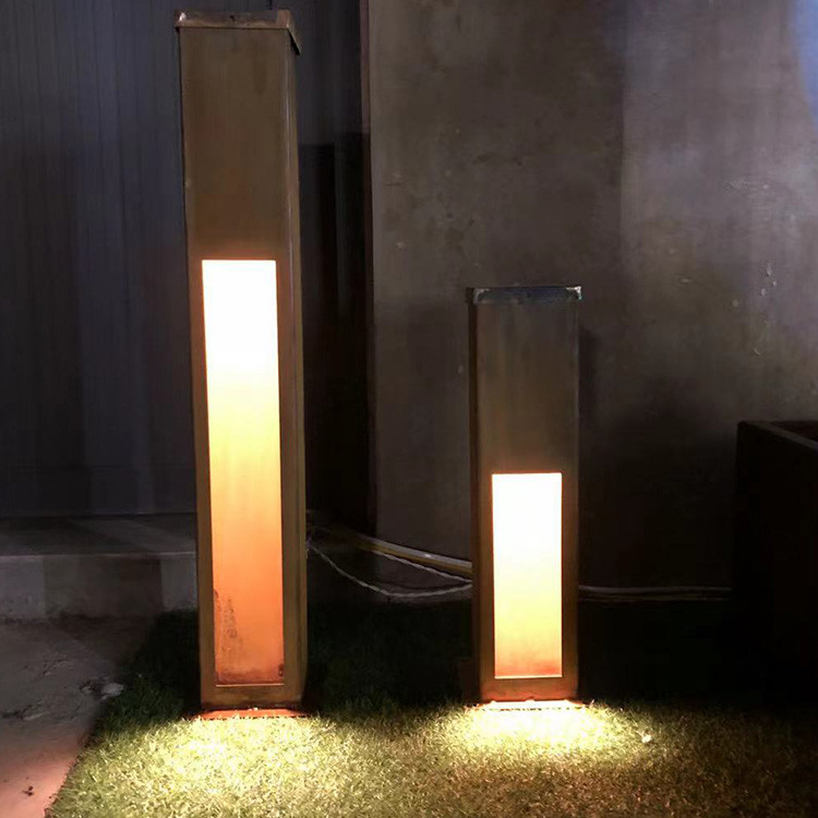 Wholesale FeCSi Corten Steel Bollard Lights 0.12m Rectangular Outdoor Lights from china suppliers