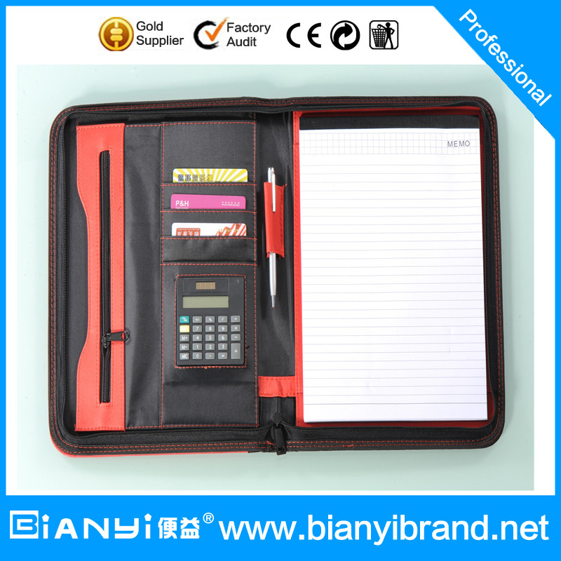 Wholesale PU Leather portfolio with handle and zipper,CD pocket from china suppliers