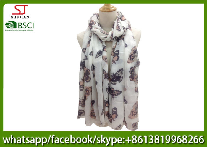 Wholesale China manufactuer buttlefly print scarf 100% Acrylic 82*200cm shawl  hijab online wholesale exporter from china suppliers