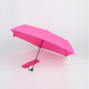 Wholesale Pink Compact Three Fold Umbrella 19 Inch Portable Small Folding Umbrella from china suppliers