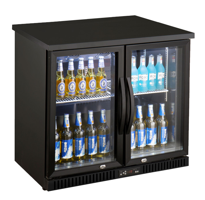 Wholesale Bottom Back Mount Bar Drink Cooler , 2 Door Glass Bar Fridge With PVC Coating Shelf from china suppliers